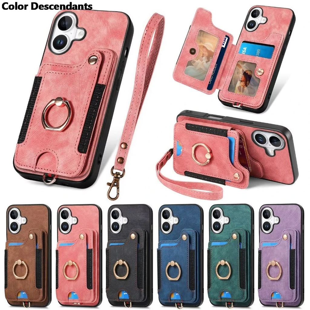 For Nothing CMF Phone 1 2024 Anti-theft brush Leather Card Case For Nothing CMF Phone1 Ring Back Cover CMF Phone 1 Funda