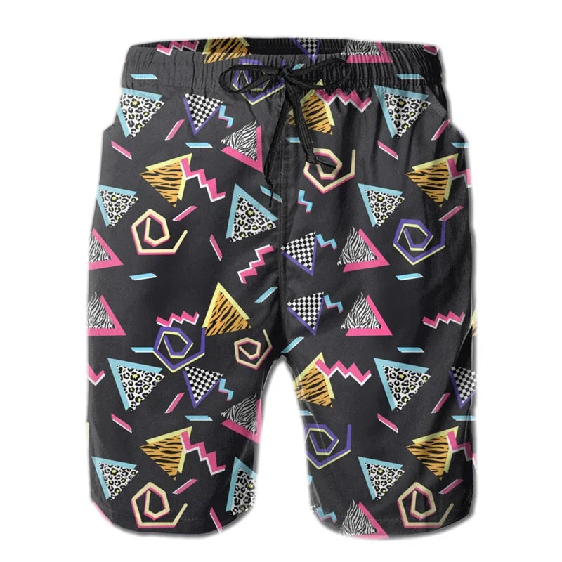 Fashion 80s 90s Graphic Beach Shorts For Men Hot Sale Swimming Trunks Kids Boys Quick Dry Board Shorts Summer Street Short Pants