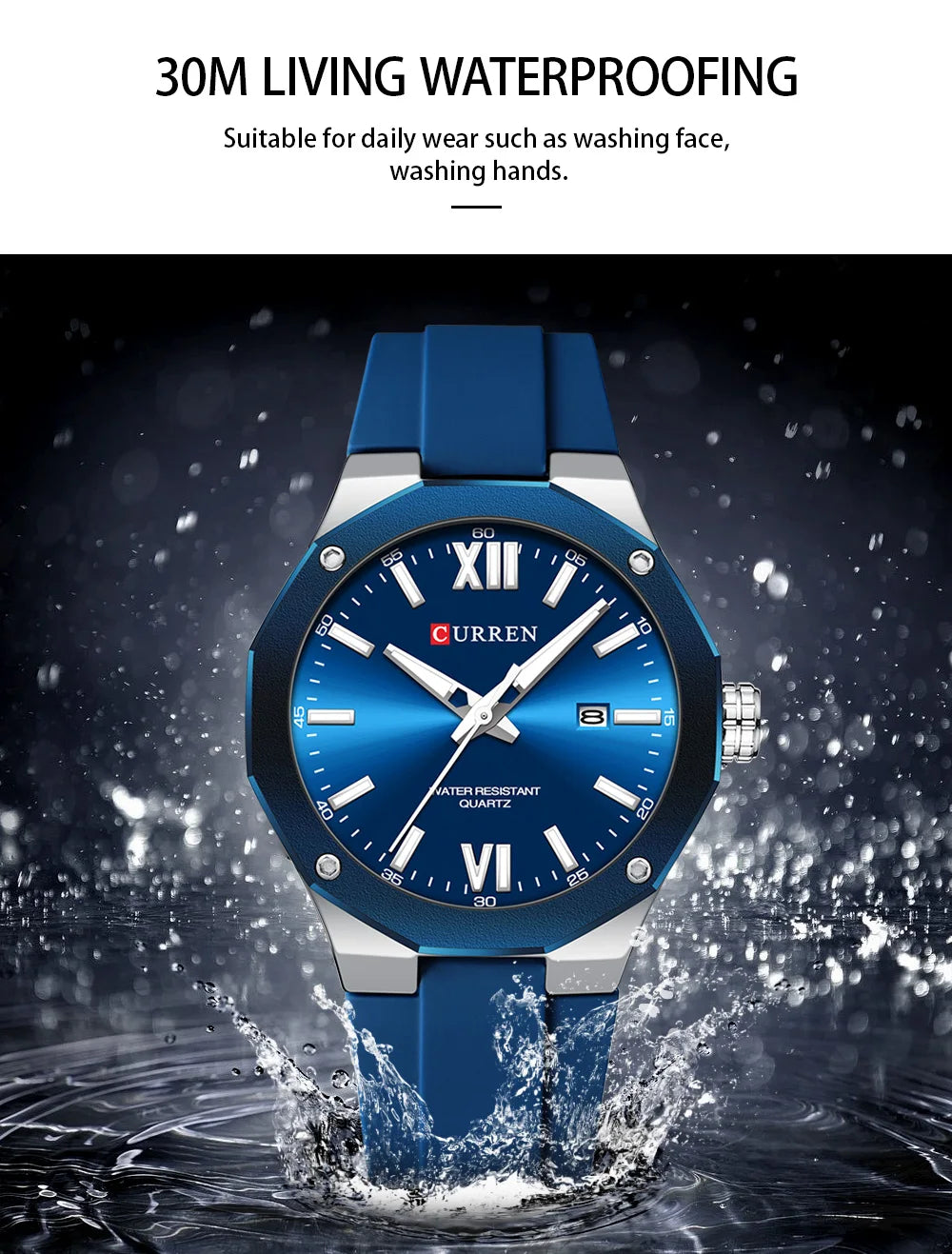 CURREN Simple Luxury Men's Watches New Business Quartz Wristwatch with Silicone Strap Luminous Hands Waterproof Clock