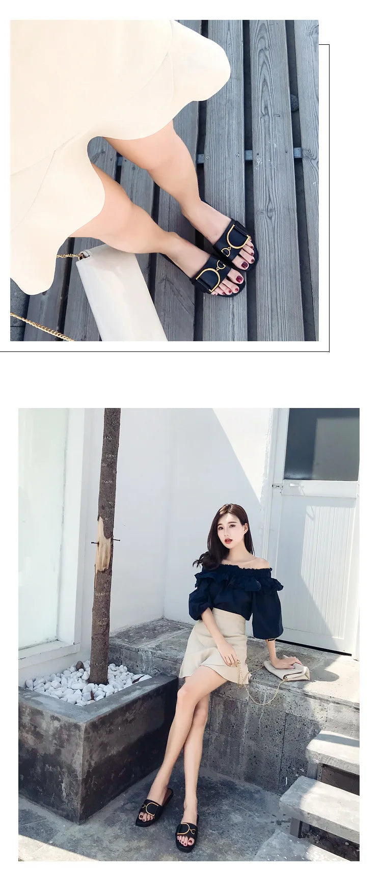 Women's Flat Slippers Summer Leather Square Toe Women Flats Flip Flops Designer Ladies Slides Sandals Women Shoes Luxury Sandals