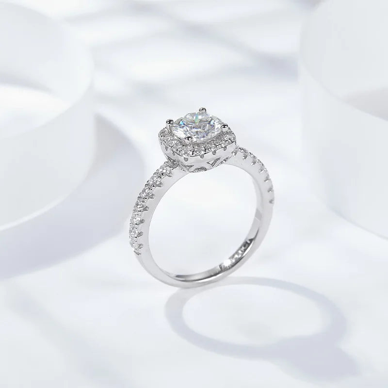 LYEE CYEE 925 sterling silver moissanite women's ring 3-carat D-color wedding ring square bag ring for men and women elegant style engagement wedding ring Valentine's Day gift birthday/holiday jewelry