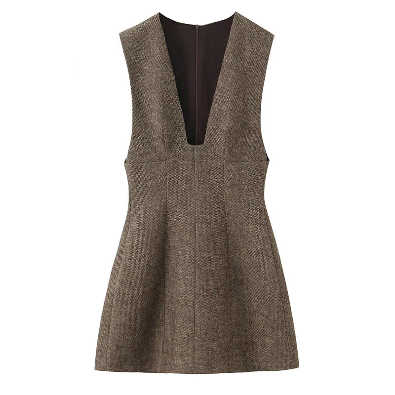 YENKYE High Quality Women Sexy V Neck Sleeveless A-line Mini Tank Dresses Chic Lady Elegant Vestidos