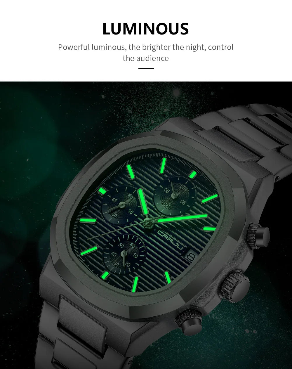 CRRJU Luxury Man Watch Business Waterproof Male Clock Luminous Date Stainless Steel Square Quartz Men Watch reloj hombre 2024