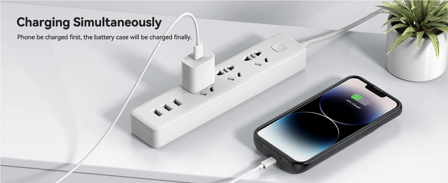 NEWDERY Battery Case for iPhone 15 Pro Max/iPhone 15 Plus Portable Rechargeable Extended Charger Case Battery Pack Charging Case
