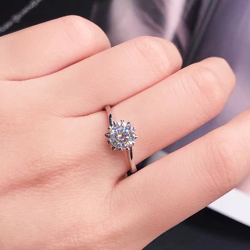 Customized 2.0ct Moissanite Ring D VVS1 Pass Diamond Test Pen Adjustable Size S925 Sliver Wedding Rings for Women