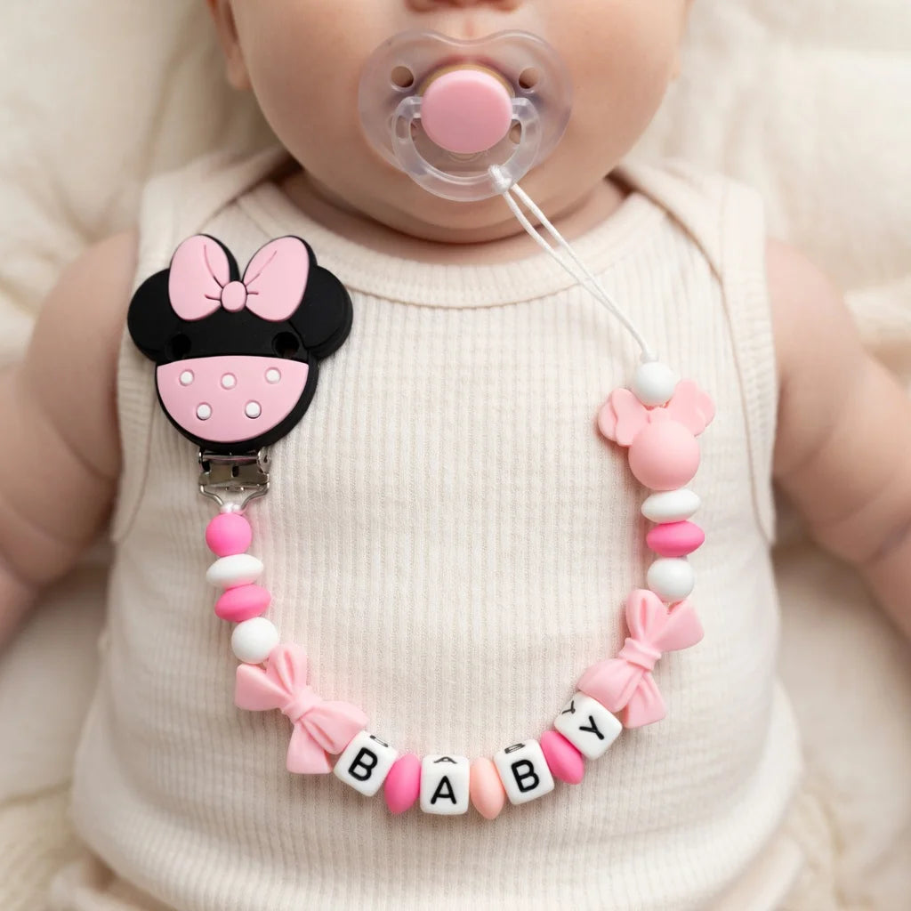 2026 Custom Name Baby Pacifier Clips Chain Silicone Beads Teether Toys Dummy Holder Russian English Name Pacifier Chain Newborn