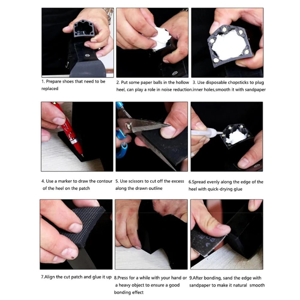 2pcs Repair Material Shoe Repair Wear-resistant DIY Soles Replacement High Heel Accessories Anti-slip Rubber Sole Protector
