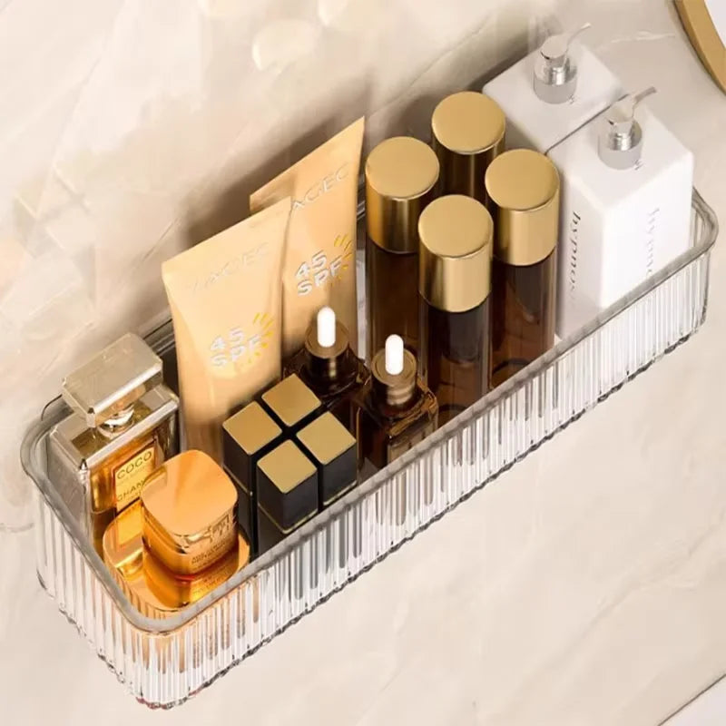 Punch-free Light Luxury Bathroom Storage Rack Toilet Wash Basin Wall Mount Toilet Wall Cosmetics Storage Rack