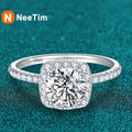 NeeTim D Color Moissanite Ring 925 Sterling Silver with White Gold Plated Lab Diamond Rings for Women Wedding Band Jewelry Gifts