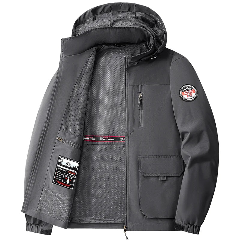 Jacket Mens Spring autumn New men jacket printing hooded Jackets casual coat Men's business coats Size M-7XL 8XL Hat detachable