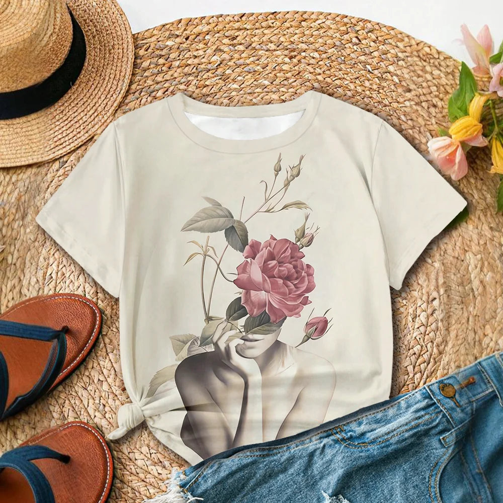 Artistic Floral Carved T-Shirt