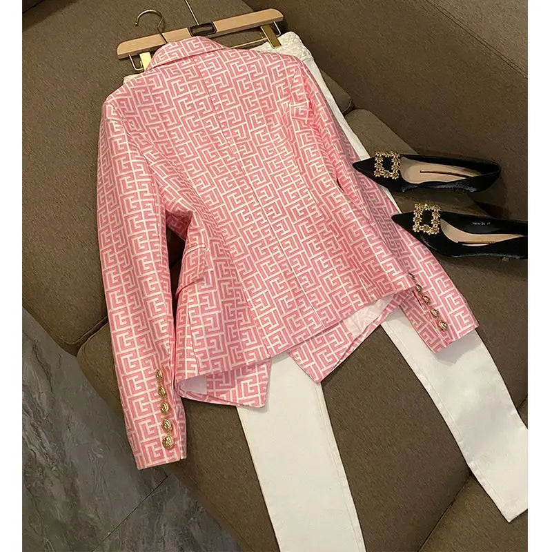 Luxury Geometric Double-Breasted Blazer