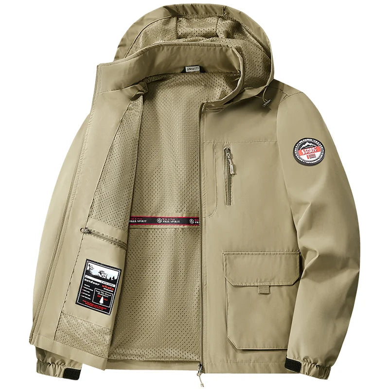 Jacket Mens Spring autumn New men jacket printing hooded Jackets casual coat Men's business coats Size M-7XL 8XL Hat detachable