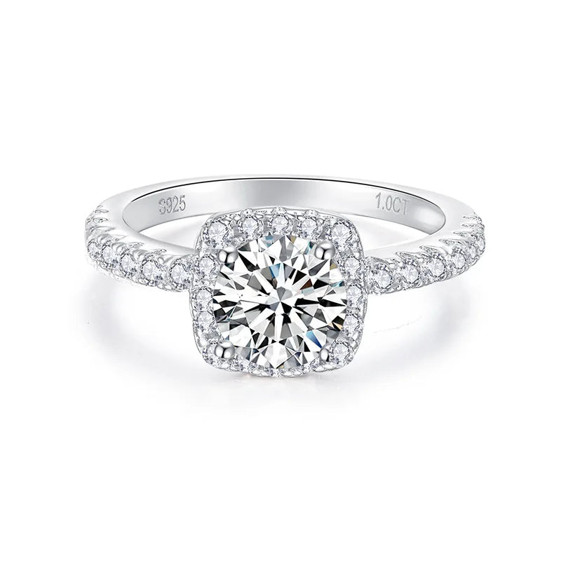 LYEE CYEE 925 sterling silver moissanite women's ring 3-carat D-color wedding ring square bag ring for men and women elegant style engagement wedding ring Valentine's Day gift birthday/holiday jewelry