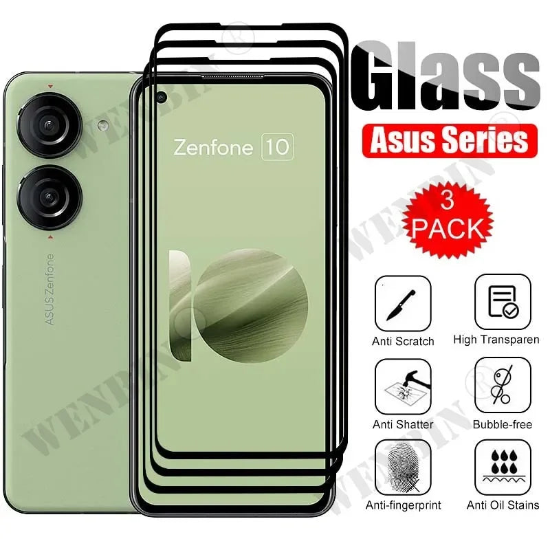 3 Pcs 9HD Screen Protector Full Protective Glass For Asus ROG Phone 8 7 6 Pro Zenfone 10 9 8 7 Screen Protector