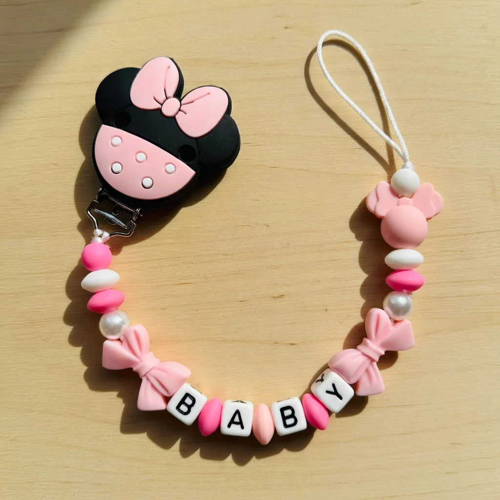 2026 Custom Name Baby Pacifier Clips Chain Silicone Beads Teether Toys Dummy Holder Russian English Name Pacifier Chain Newborn