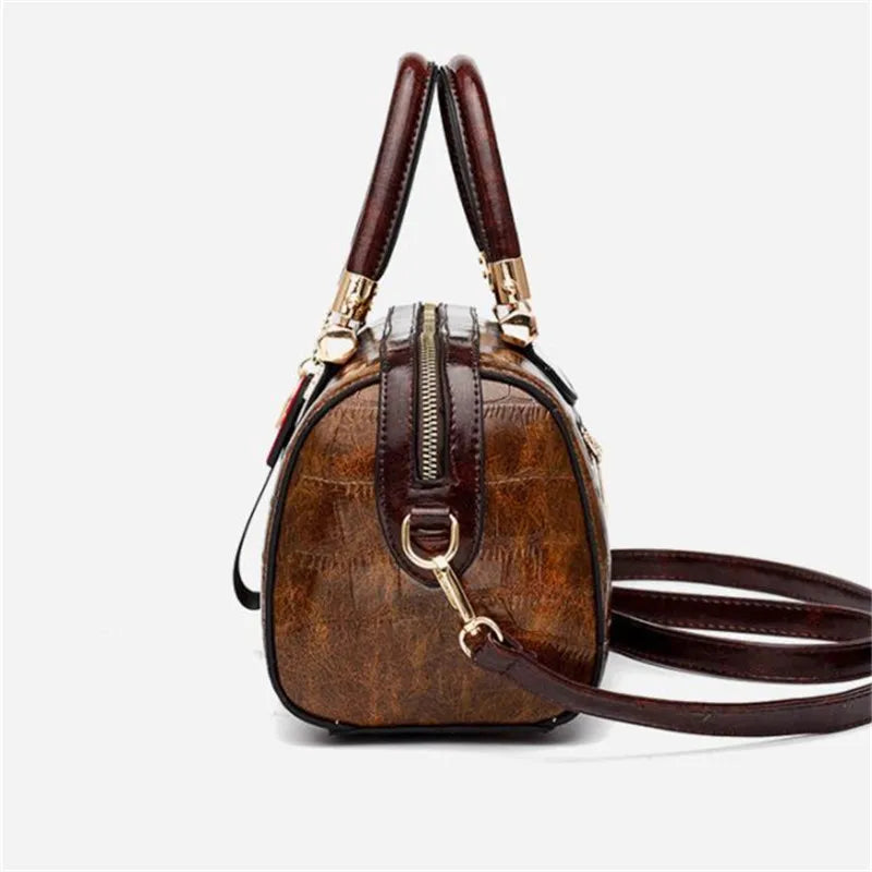 Classic Crocodile Boston Tote – Luxury Leather Shoulder & Messenger Bag for Women
