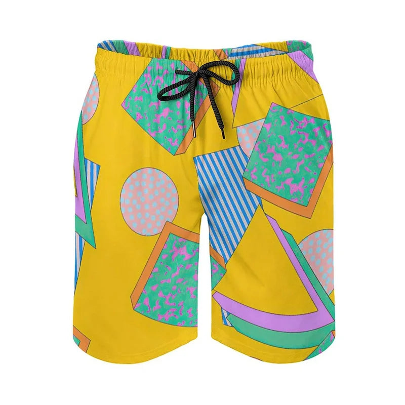 Fashion 80s 90s Graphic Beach Shorts For Men Hot Sale Swimming Trunks Kids Boys Quick Dry Board Shorts Summer Street Short Pants