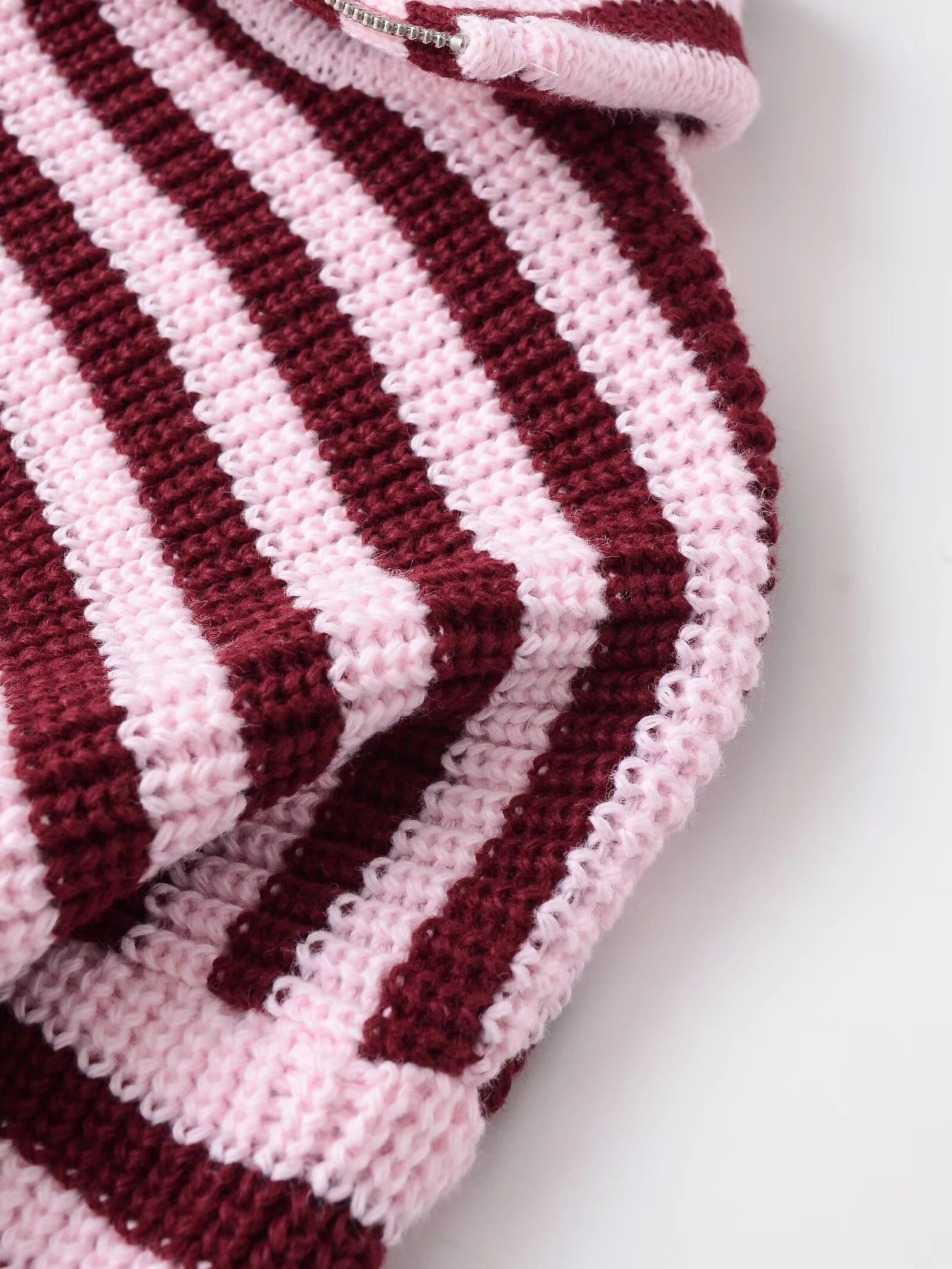 Spring New Arrivals Women's Loose and Lazy Style Sweater Cardigan Flared Lapel Long Sleeve Double Chain Stripe Knit Coat