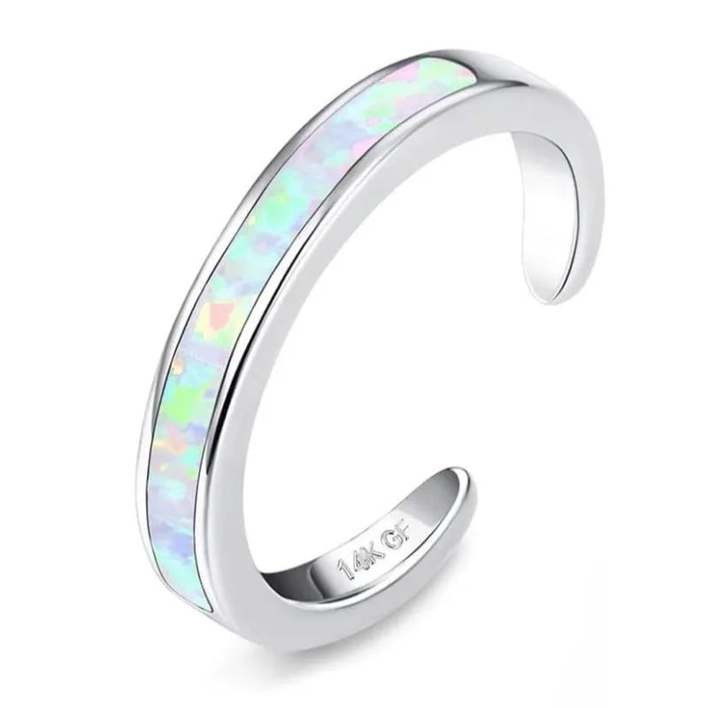 MIG & MIK STYLE™ 14K Gold-Plated Adjustable Opal Flower Toe Ring