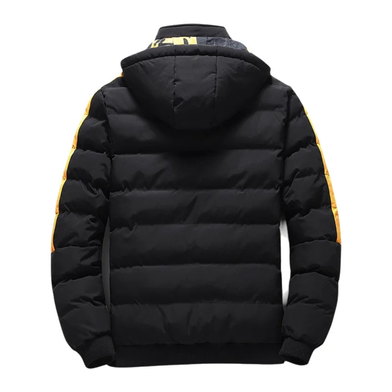 Double-Sided Wear Cotton Jacket for Men Youth Winter Warm Outerwear Hooded Thickened Rabbit Fur Lining Casual Suit