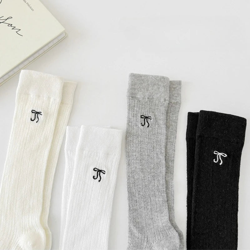 Summer Baby Hollow Out Socks Cute Bow Mesh Cotton Princess Knee High Socks Breathable Thin Non-slip Children Socks 2-12Years
