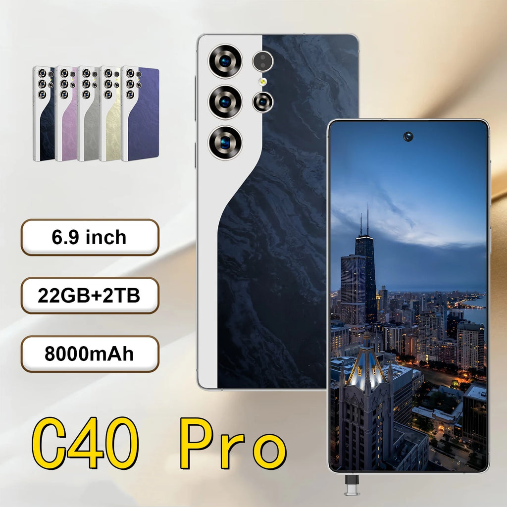 High Quality 2026 New C40 Pro original intelligent 4G 5G dual card dual standby system 22G 2T global version 8000mAh battery