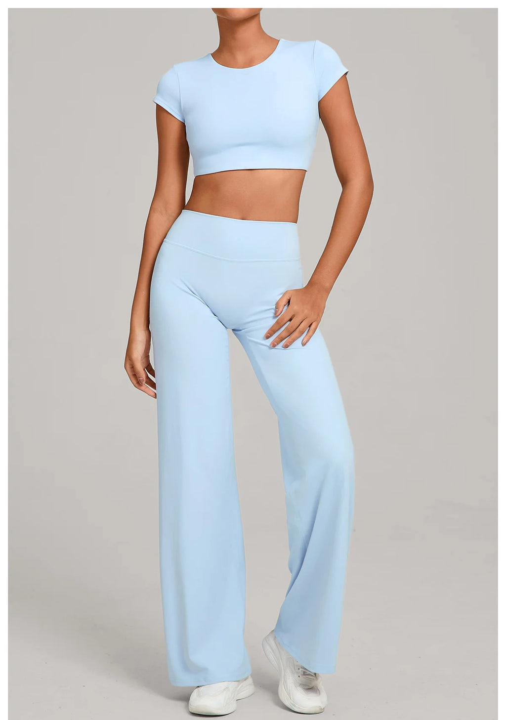 2PCS Yoga Set Women Tracksuit Workout Set Gym Clothes Push Up Fitness Short Sleeves Running Sportwear Sport Outfit Leggings Suit