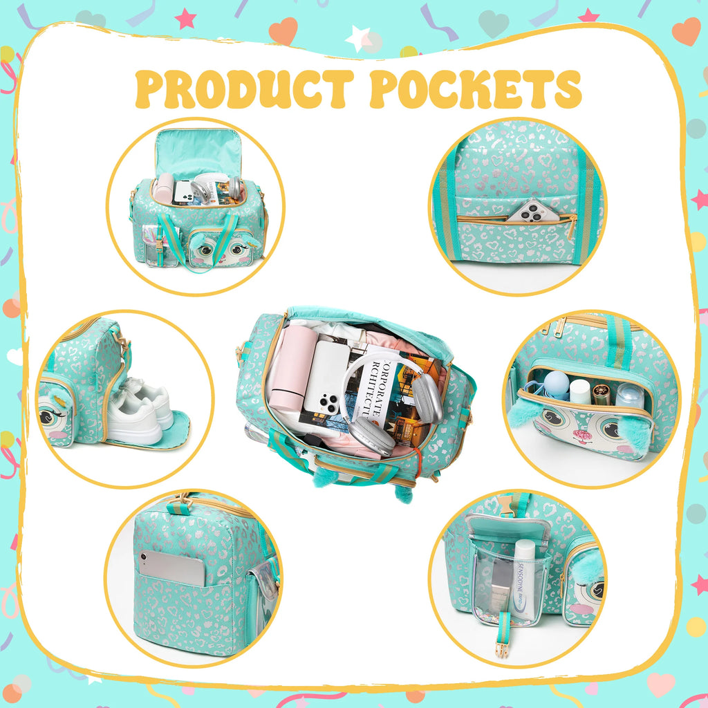 Travel Bag for Kids,Girls Duffle Bag Sleepover Bag for Girls,Gym Bag Sports Duffel Bag,Dance Bag for Girls With Shoe Compartment