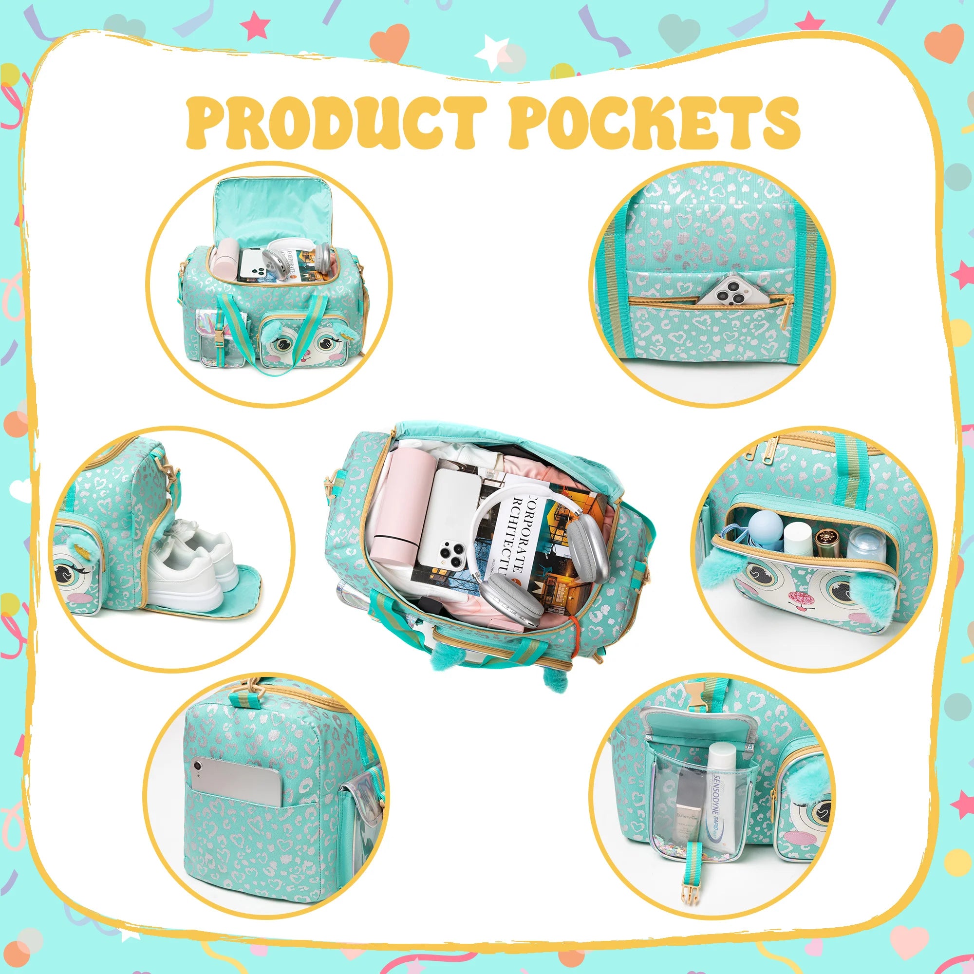 Travel Bag for Kids,Girls Duffle Bag Sleepover Bag for Girls,Gym Bag Sports Duffel Bag,Dance Bag for Girls With Shoe Compartment