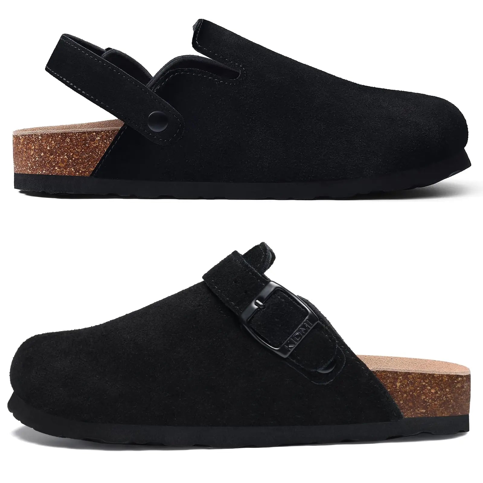 Litfun Suede Women's Clogs with Adjustable Strap Cork Footbed Leather Mules with Arch Support Unisex Outdoor Clogs Potato Shoes