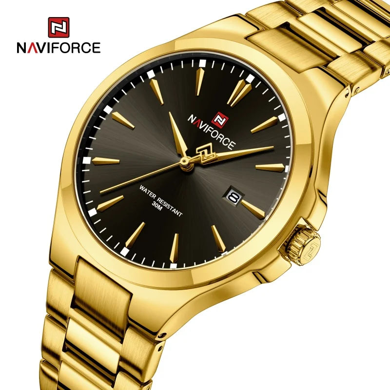 NAVIFORCE Original Design Fashion Men's Watches Stainless Steel Simple Calendar Male Waterproof Wristwatches Relogio Masculino