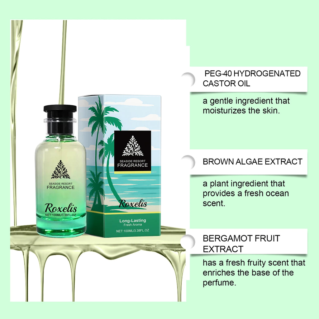 Roxelis 100ml Seaside Resort Fragrance Natural Fragrance Light Lasting Fragrance Layers Exhale Charm Everyday Portable Fragrance