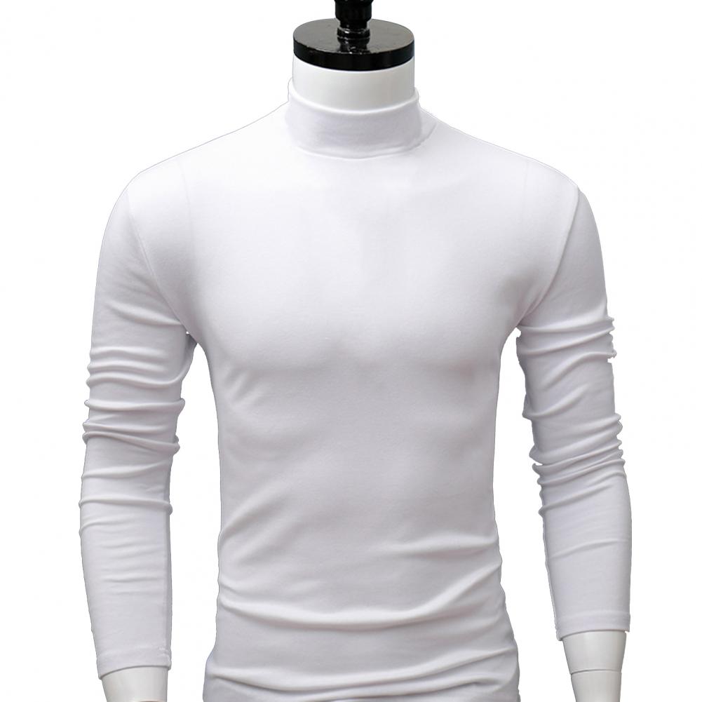 Men Shirt Casual Base Shirt Sweat Absorption All Match Long Sleeve Half High Collar Autumn Shirt Solid Color Men Shirt Blouses