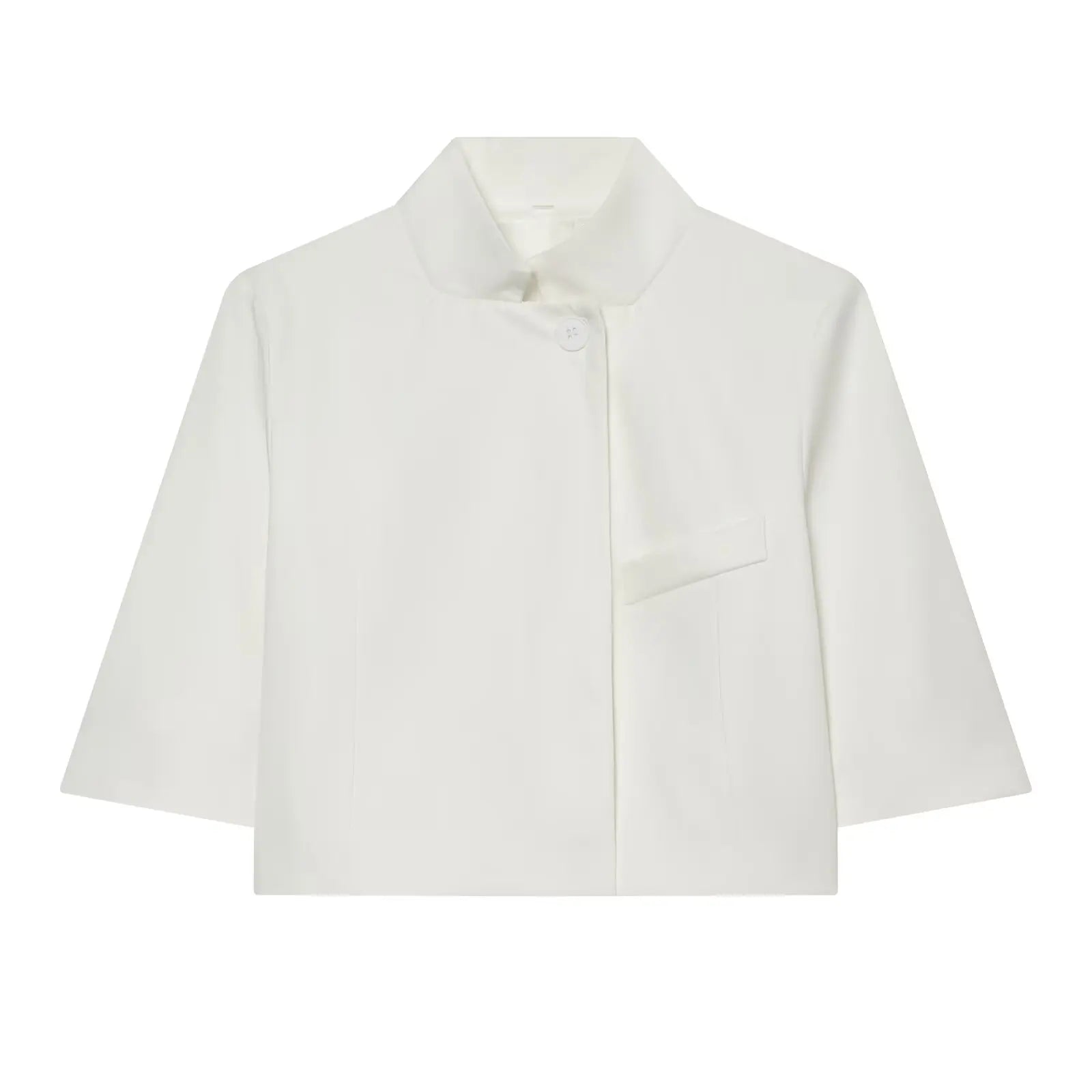 Luxe Turtleneck Half Sleeve Blazer – Elegant Button Front Jacket for Women