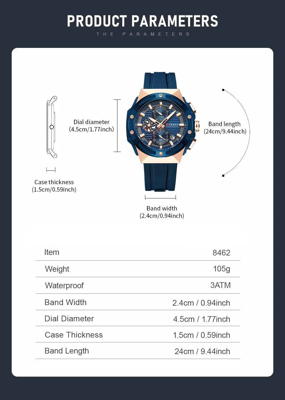 CURREN Sporty Men's Watch with Chronograph & Luminous Hands - Silicone Strap Quartz Wristwatch for Man Auto Date Business Casual
