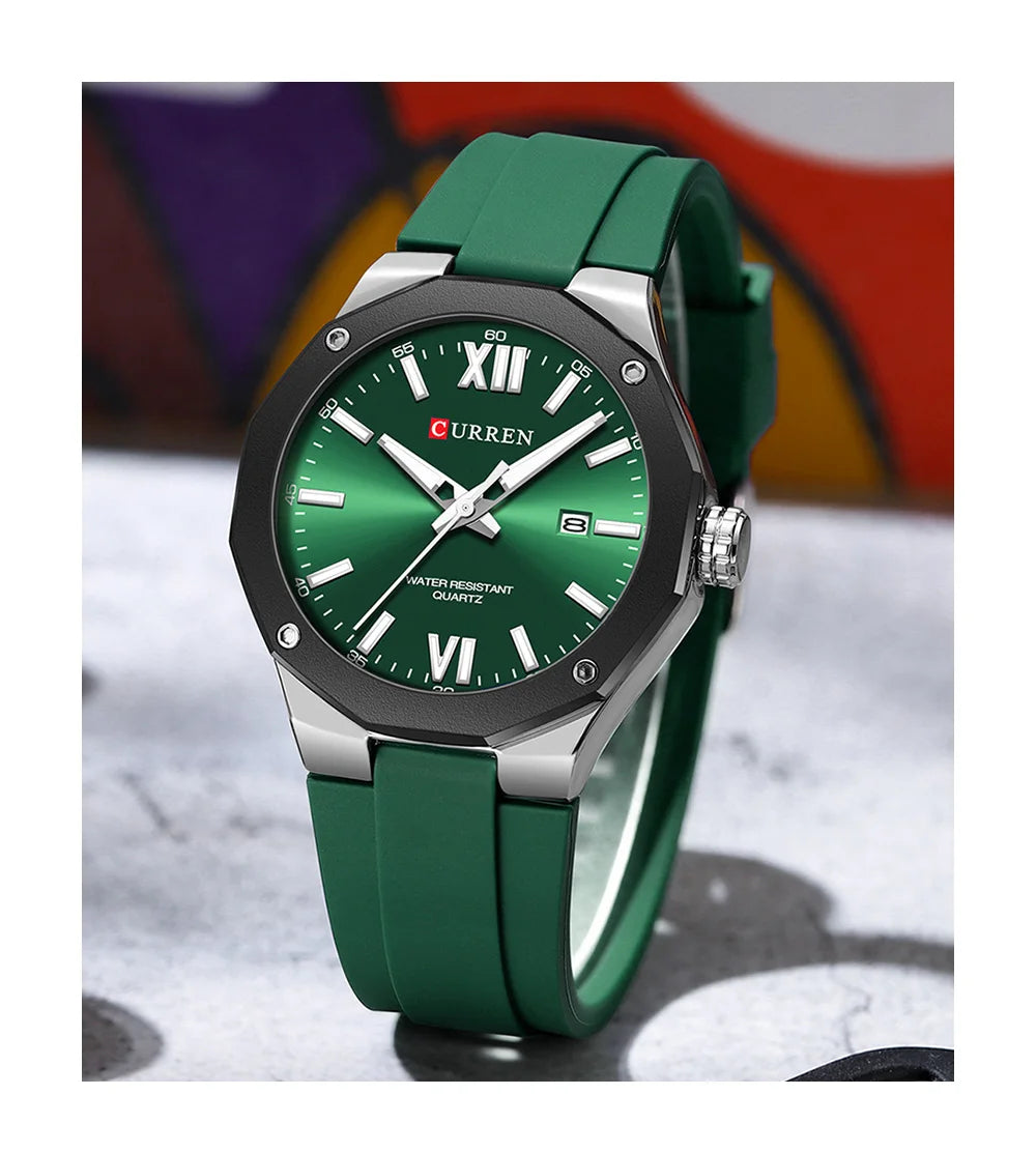 CURREN Simple Luxury Men's Watches New Business Quartz Wristwatch with Silicone Strap Luminous Hands Waterproof Clock