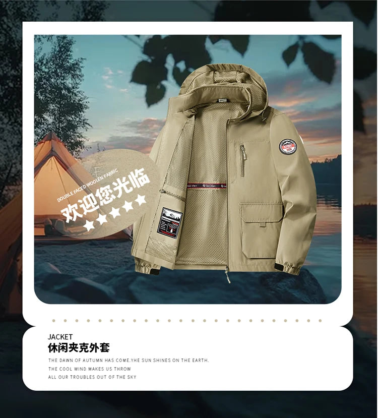 Jacket Mens Spring autumn New men jacket printing hooded Jackets casual coat Men's business coats Size M-7XL 8XL Hat detachable
