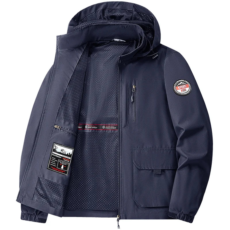 Jacket Mens Spring autumn New men jacket printing hooded Jackets casual coat Men's business coats Size M-7XL 8XL Hat detachable