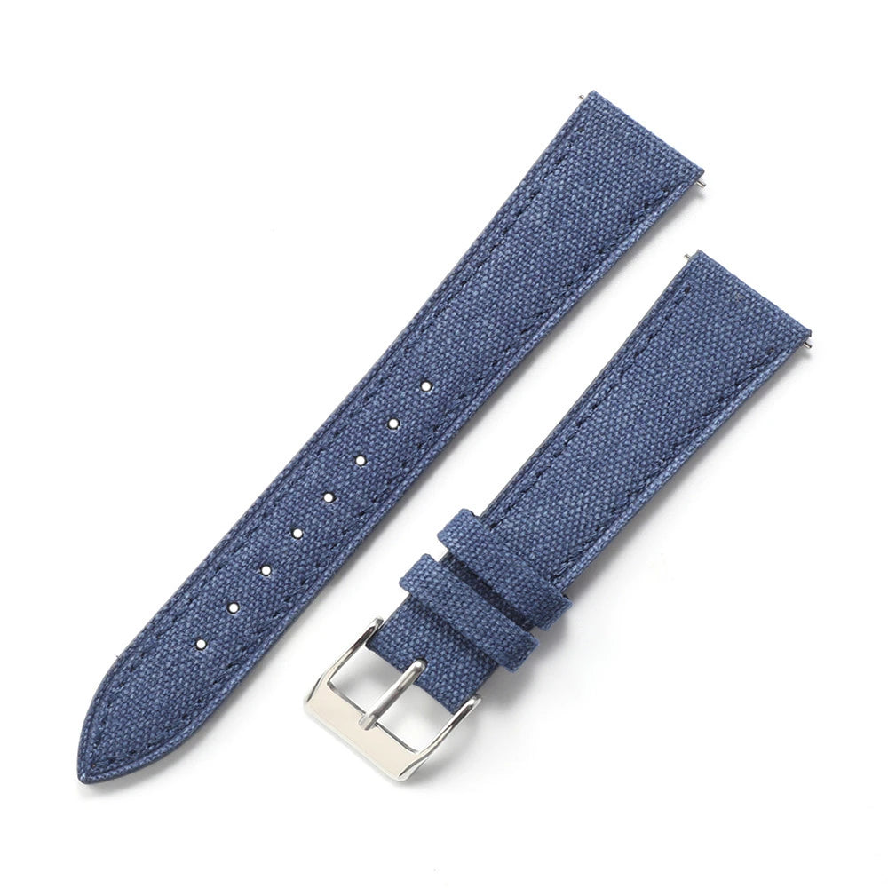 20mm 22mm Vintage Sailcloth Watch Band Fabric Leather Strap Retro Canvas Quick Release Watchband for Men