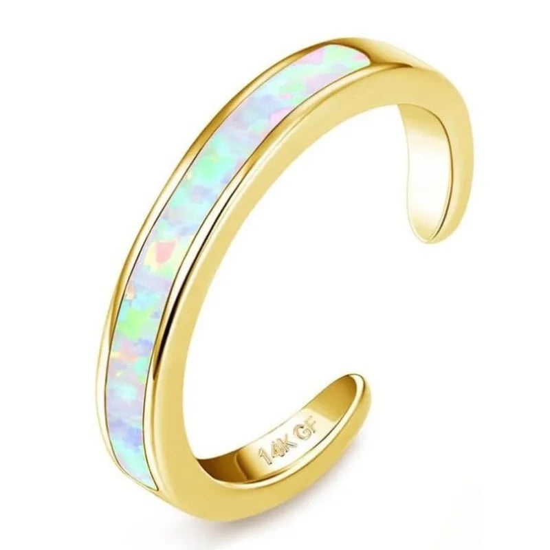 MIG & MIK STYLE™ 14K Gold-Plated Adjustable Opal Flower Toe Ring