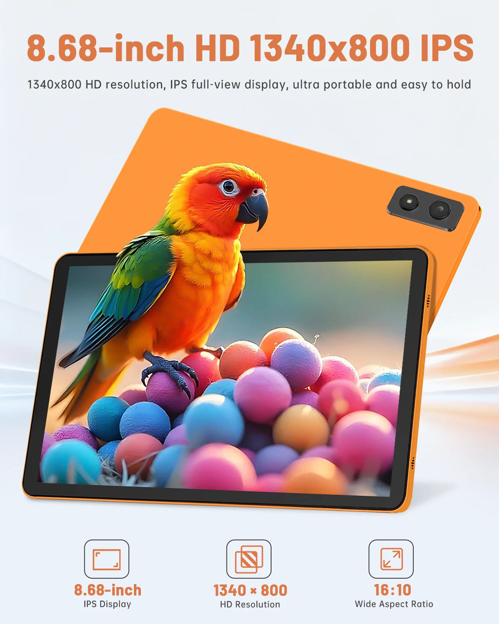 Paitanry Y86 4G LTE SIM Android 16 Tablet 8.68 Inch 1340*800 HD Octa Core 8GB RAM 64GB ROM 5000mAh 2.4G/5G WiFI 2026 New Tablet