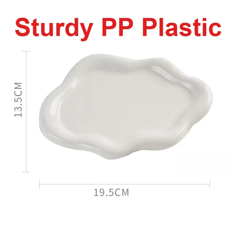 Cloud-Shaped Vanity Tray Plastic Jewelry Plate for Rings Earrings Perfume Keys Cute Unique Cloud Shape Bedroom Decor