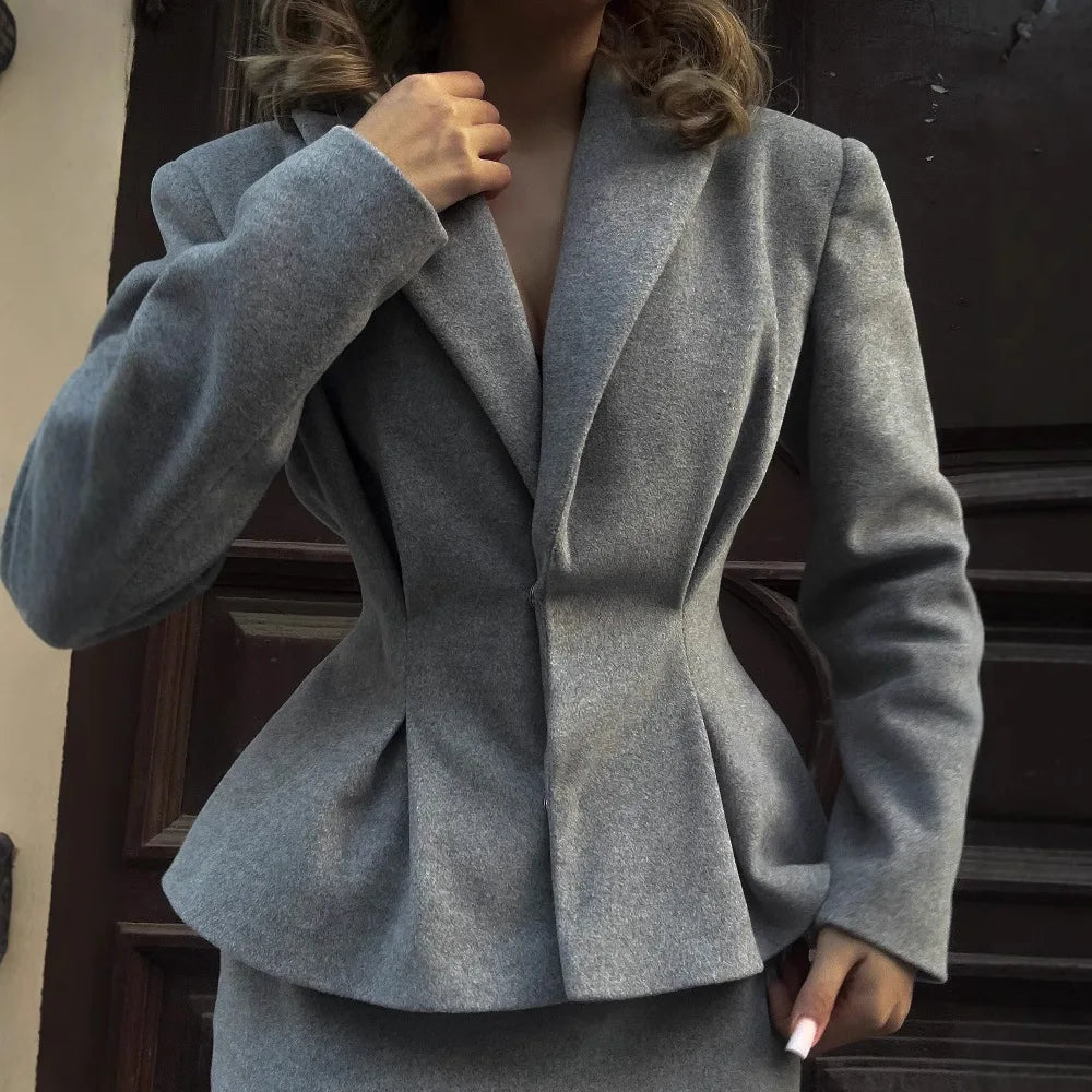 Women's 2025 Spring New European and American Style Suit  Ready to Ship Tailored Waist Blazer & Skirt Set