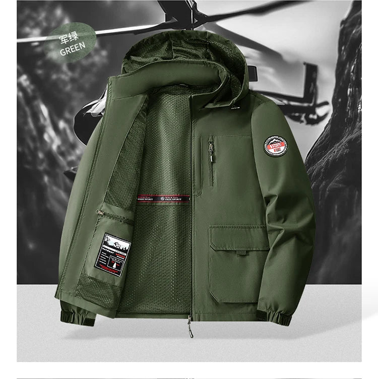Jacket Mens Spring autumn New men jacket printing hooded Jackets casual coat Men's business coats Size M-7XL 8XL Hat detachable