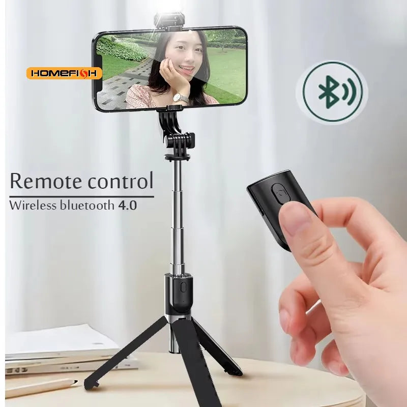 Wireless Bluetooth Selfie Stick Tripod Stand with Fill Light Remote Shutter Tripod