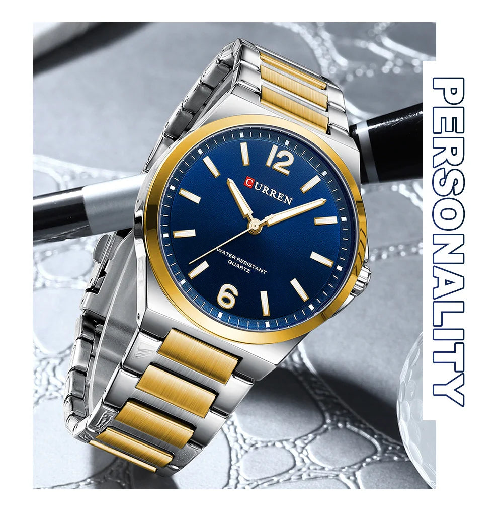 CURREN Men Quartz Movement Watch Waterproof Luminous Men's Watch, Stainless Steel Strap Business Watches