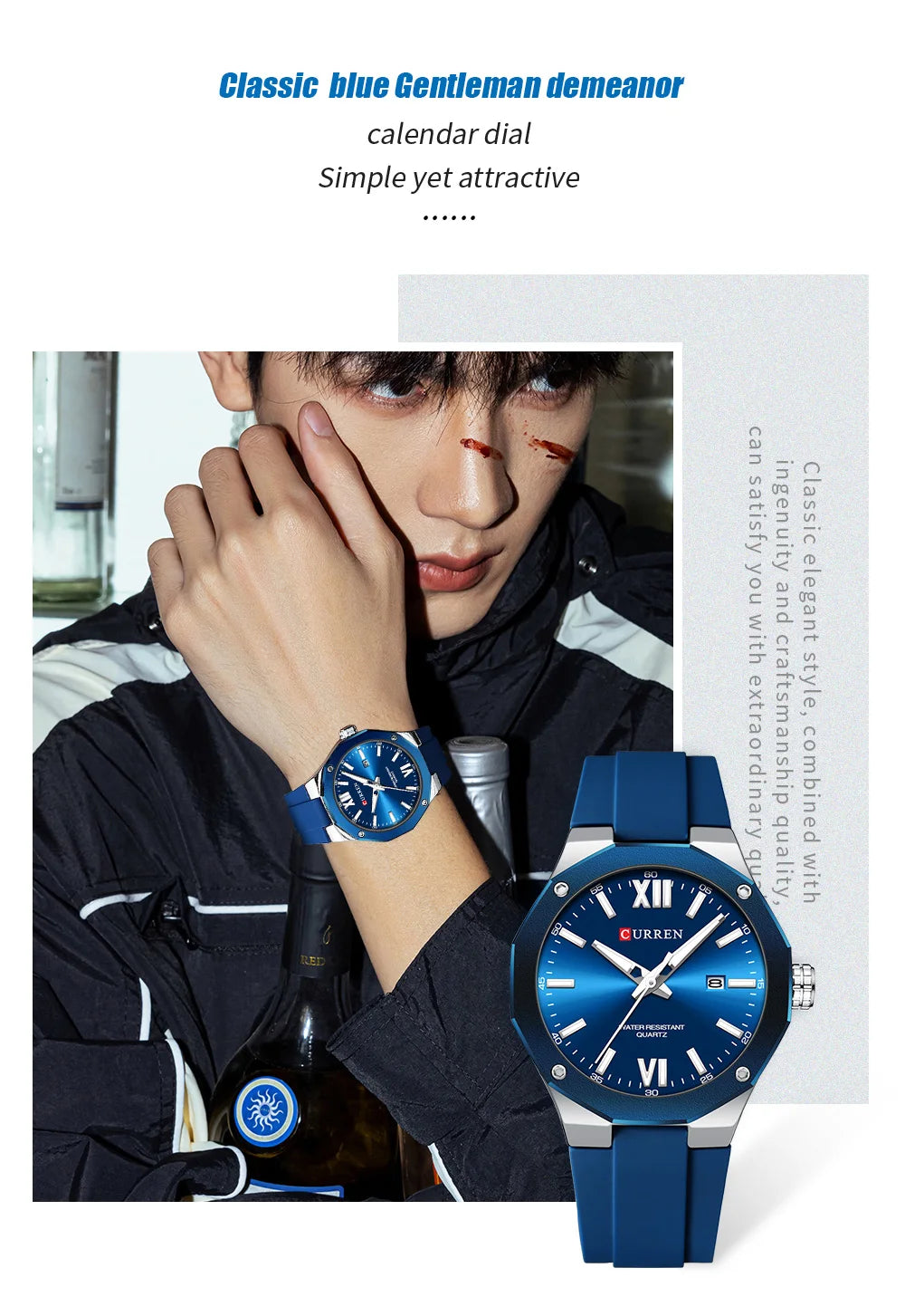 CURREN Simple Luxury Men's Watches New Business Quartz Wristwatch with Silicone Strap Luminous Hands Waterproof Clock