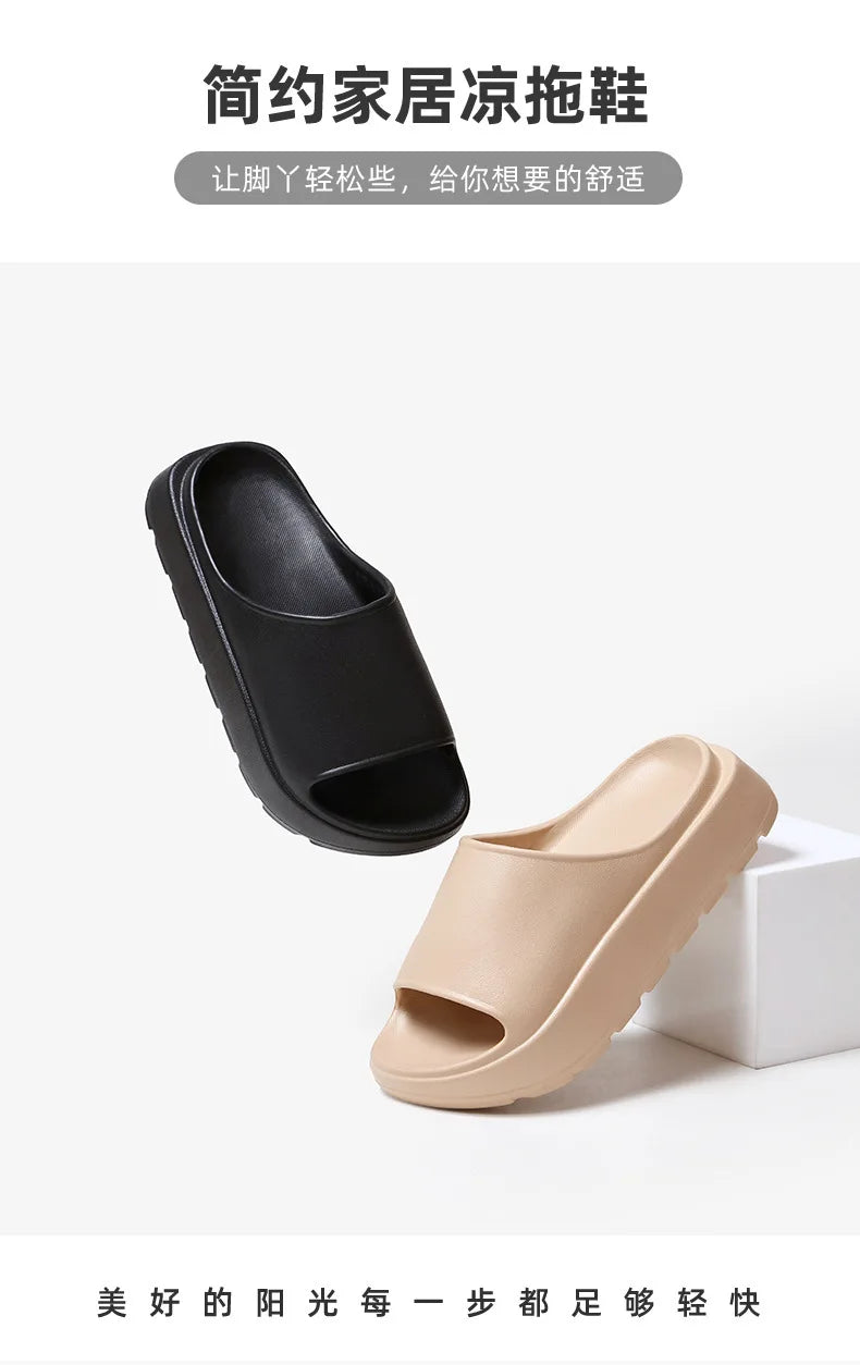 Comwarm Women Platform Slippers Soft EVA Thick Sole Sandals Fashion High Bottom Flat Heel Slippers Non-slip Casual House Slides