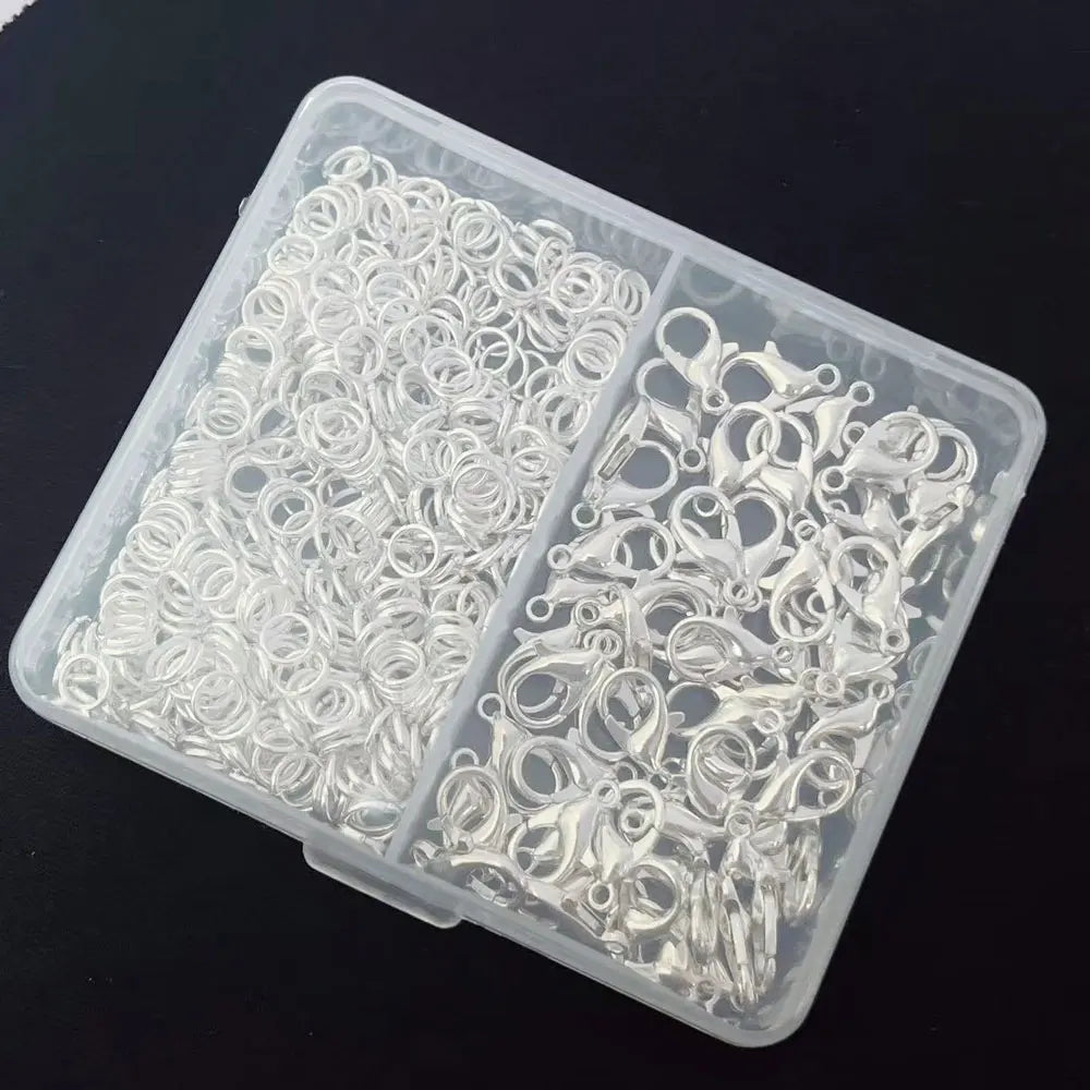 150pcs/box Silver Color Lobster Clasps And Open Rings Bracelets Necklaces Connector DIY Jewelry Making Accessories Supplies Kit